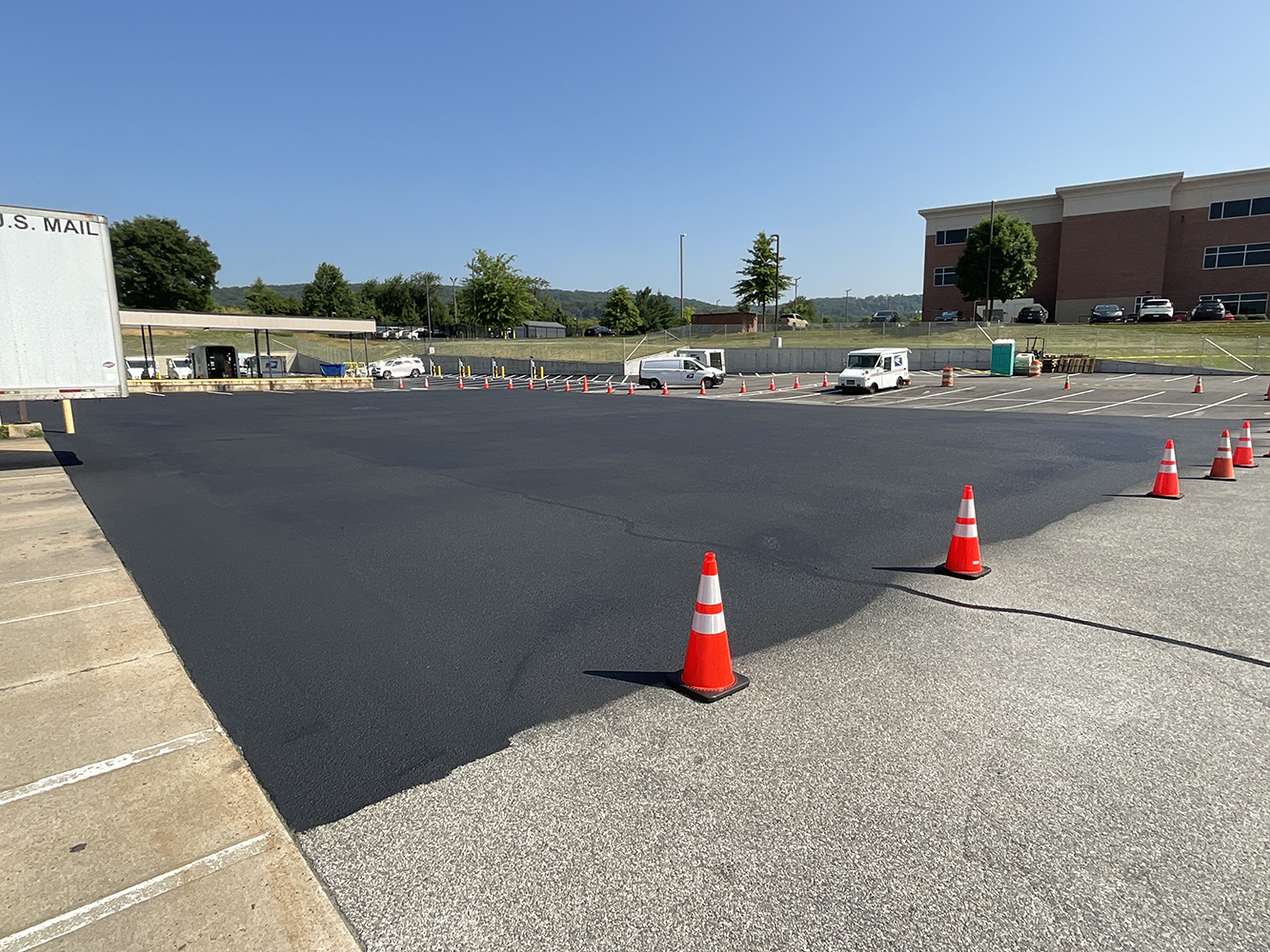 Keeping a York, PA Post Office Parking Lot Moving Through Cleaning, Crack Filling, and Sealcoating
